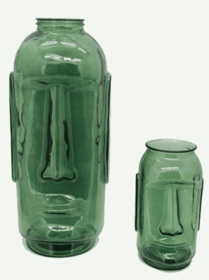 ואזה זכוכית בצבע ירוק ים - דגם Moai ב2 גדלים