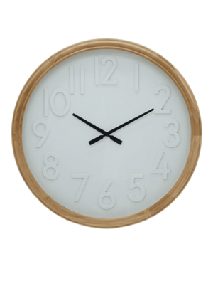 שעון קיר עם מסגרת עץ וחיפוי זכוכית - דגם טום