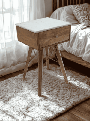 שידת צד עץ ומשטח שיש