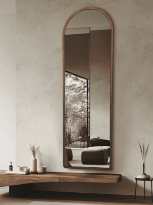 מראת קשת מעוצבת עם מסגרת עץ