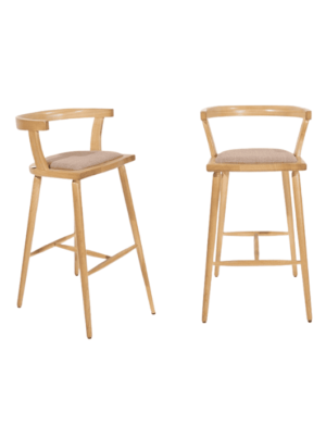 כיסא בר מעוצב עם גב מעוגל מעץ בוקיצה