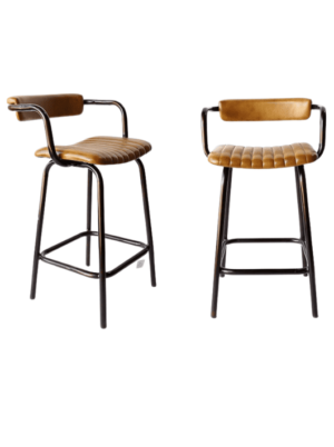 כיסא בר מעוצב בסגנון מודרני מעור בגוון חום