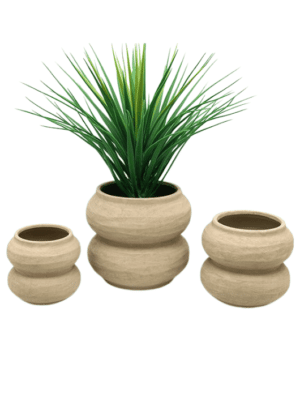 כד מעוצב בסגנון טבעי מעוגל - טרקוטה בגוון סהרה