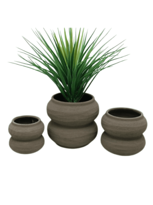 כד מעוצב בסגנון טבעי מעוגל - טרקוטה בגוון מוקה