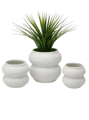 כד מעוצב בסגנון טבעי מעוגל - טרקוטה בגוון לבן