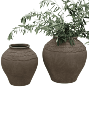 כד טרקוטה מעוצב בסגנון בוהו - גוון מוקה