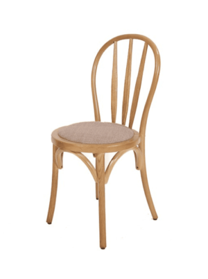 כיסא אוכל מעוצב עם גב מעוגל מעץ בוקיצה