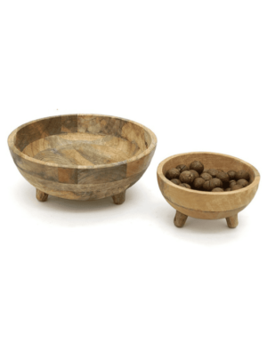 קערה על רגליים מעץ מנגו טבעי