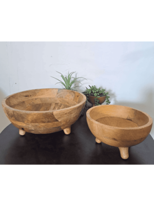 קערה על רגליים מעץ מנגו טבעי - תמונה מתצוגה