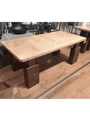 שולחן קפה מלבני מעץ וטרוורטין