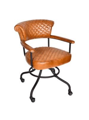 כיסא משרדי מעור בעיצוב רטרו - גוון ויסקי