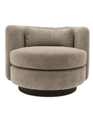 כורסא מעוצבת עגולה בגוון קפה - תמונה מזווית מרכז