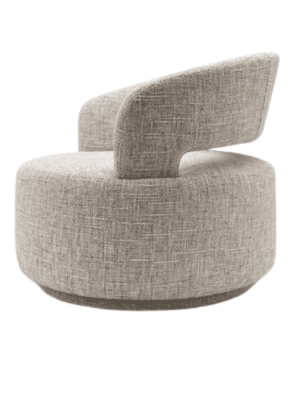 כורסא מעוצבת עגולה בגוון בז' - תמונה מזווית שונה