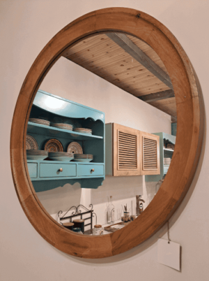 מראה עגולה מסגרת עץ מנגו - תמונה מתצוגה