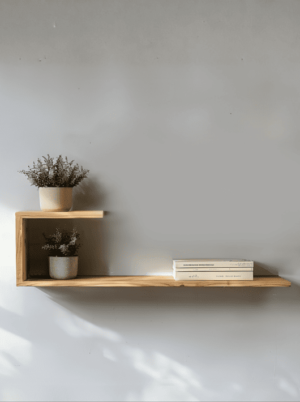 מדף צף מעץ מלא - דגם פ