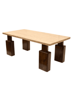 שולחן קפה עץ וטרוורטין