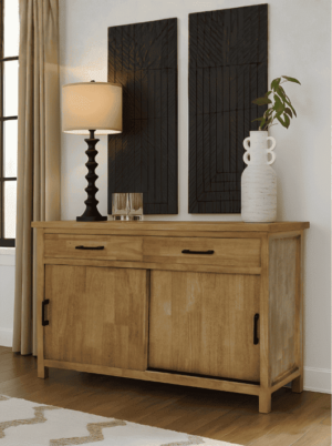 שידה לחדר שינה מעץ עם מגירות ודלתות הזזה