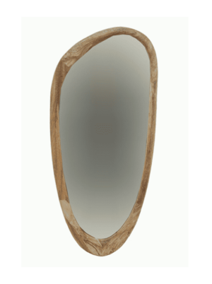 מראה אמורפית מסגרת עץ טבעי מגולף