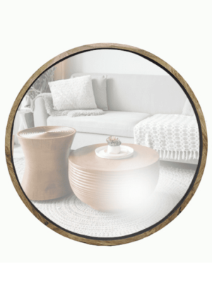 מראה עגולה מסגרת עץ בעיצוב כפרי