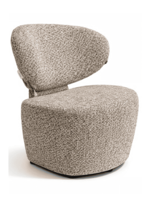 כורסא מעוצבת בסגנון מינימליסטי מבד טקסטיל בצבע קפה