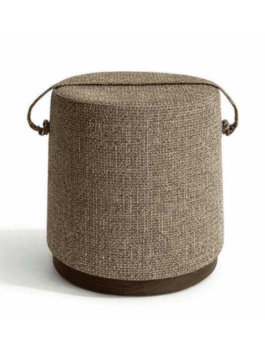 הדום עגול מעוצב מבד טקסטיל בגוון קפה