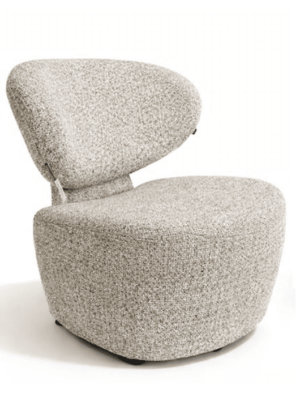 כורסא מעוצבת בסגנון מינימליסטי מבד טקסטיל בצבע קרם