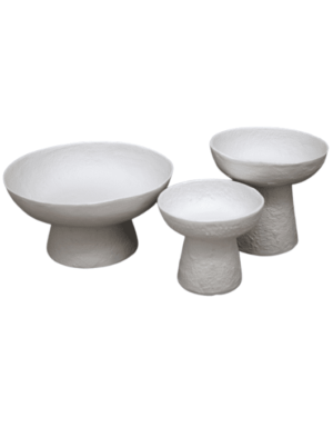 קערת אלומיניום על רגל בגוון אייבורי - 3 גדלים