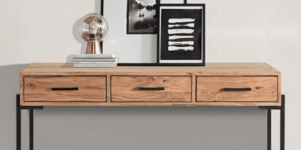 קונסולה מעוצבת לכניסה לבית מעץ עם 3 מגירות